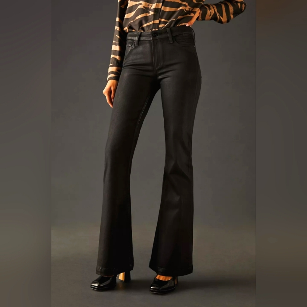 Paige Genevieve Coated Flare Jeans Black